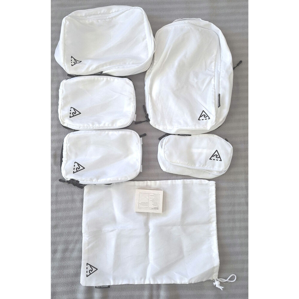 WELL TRAVELED 6-Pcs White Compression Packing Cubes Travel Accessories Set